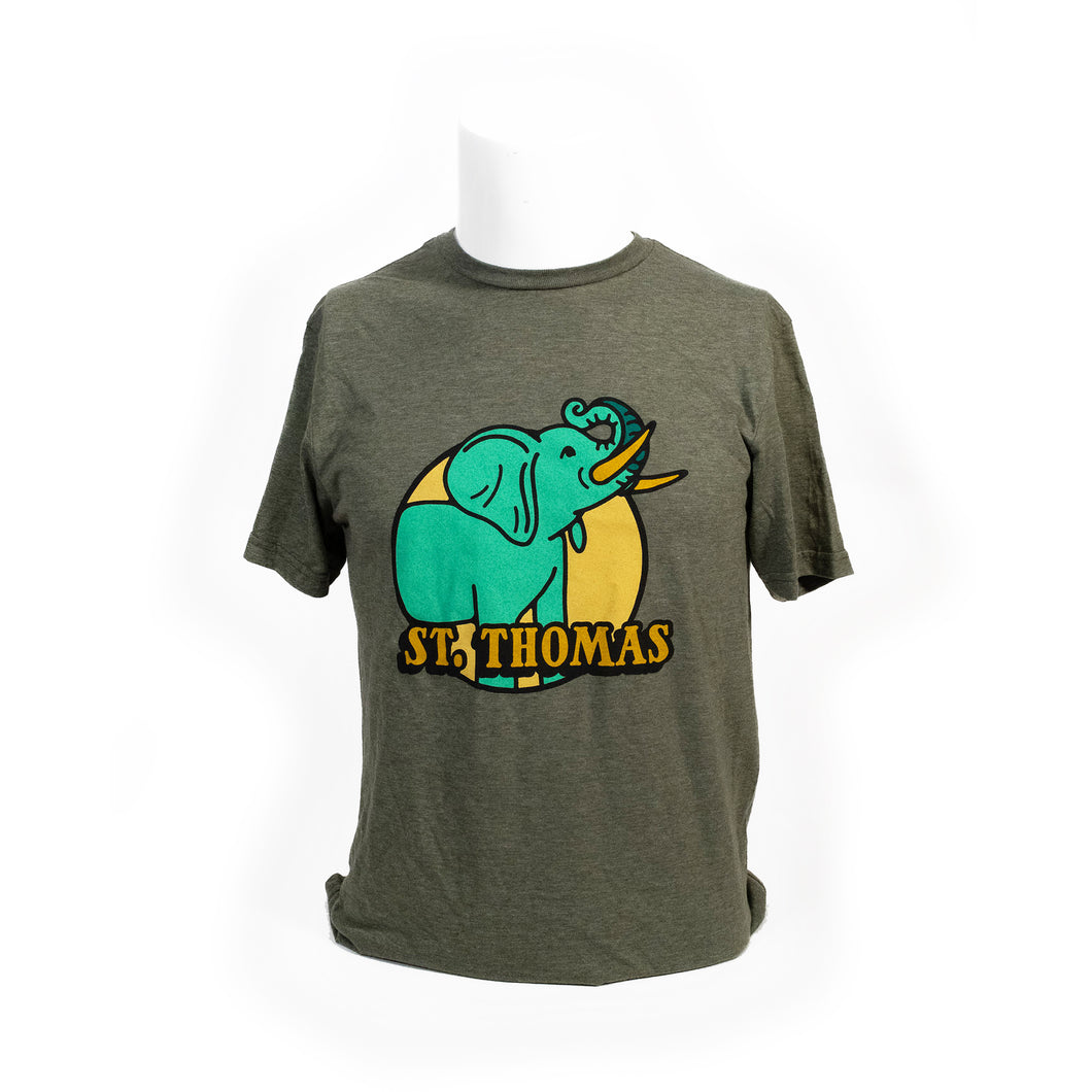 St. Thomas Elephant Heather Green Crew Tee