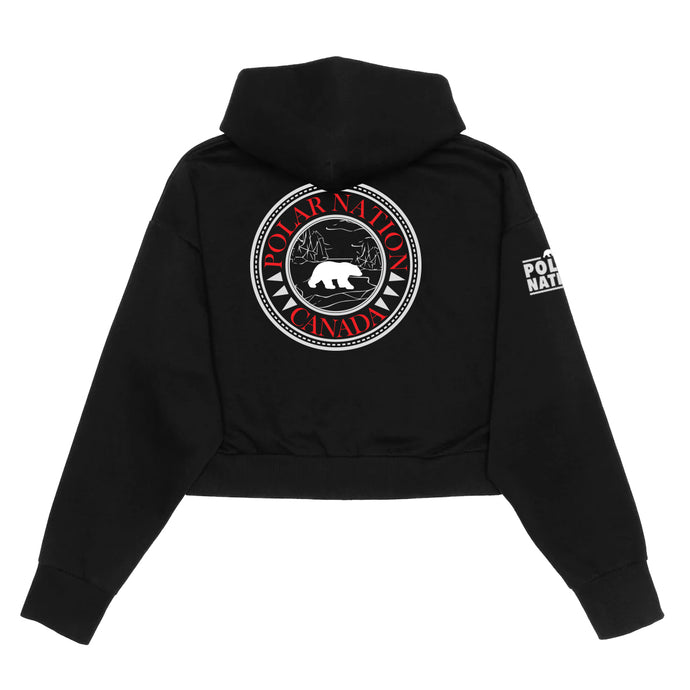 Polar Nation Signature Series Adult Cropped Dropped Shoulder Fleece Hoodie, Black
